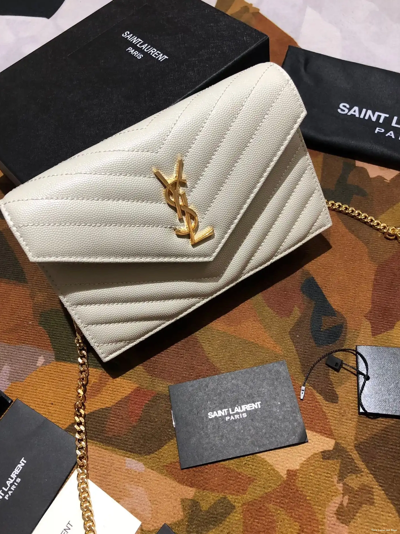 Tony Luxuries MATELASSÉ YSL CHAIN CASSANDRE WALLET 0707